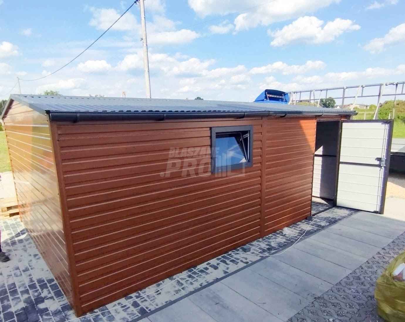 Garaż blaszany 4x6 drzwi - rynny - okno Brąz Dach dwuspadowy GP213 Zielona Góra - zdjęcie 9