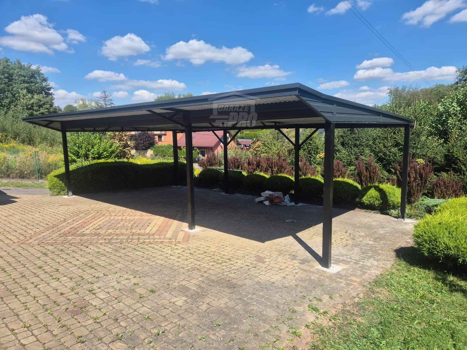 Wiata samochodowa CarPort 8x5 m + wypust dachu 1m  rynny GP721 Legnica - zdjęcie 7