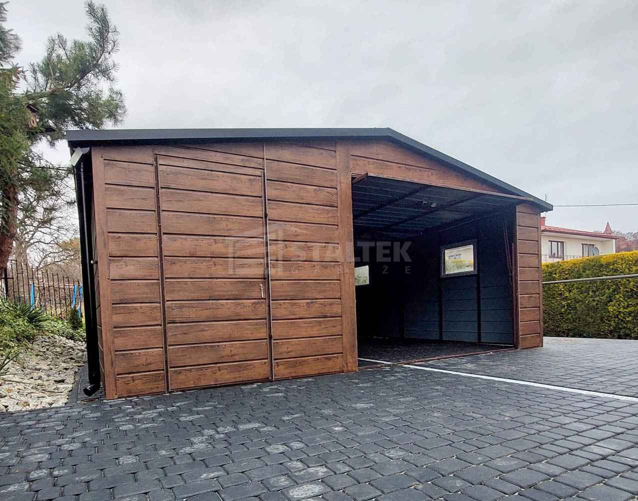 Garaż blaszany 6X6m  brama uchylna drzwi 2x okno dach rynny ST231 Toruń - zdjęcie 3
