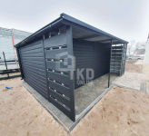 Garaż Blaszany 3x6 + wiata - Brama - Antracyt  dach spad w tył TKD83 Nowogard - zdjęcie 9