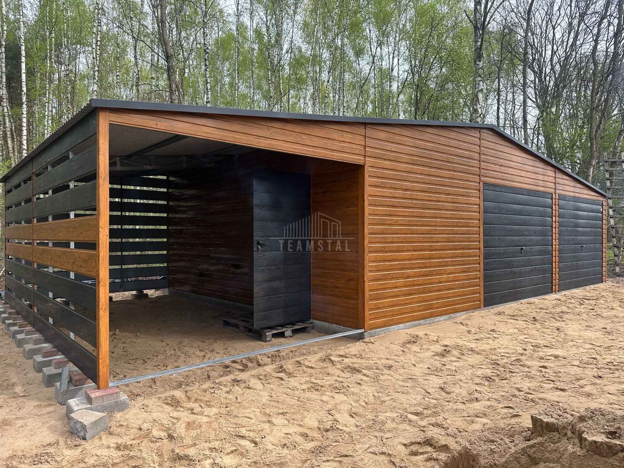 Garaż blaszany 10,5x6m wiata 4,5m 2x brama drzwi dach TS1122 Chodzież - zdjęcie 4