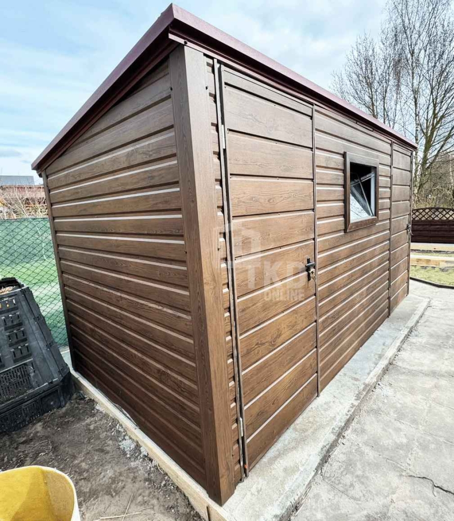 Domek ogrodowy 4x2 m 2x drzwi - okno  drewnopodobny dach TKD456 Kętrzyn - zdjęcie 5