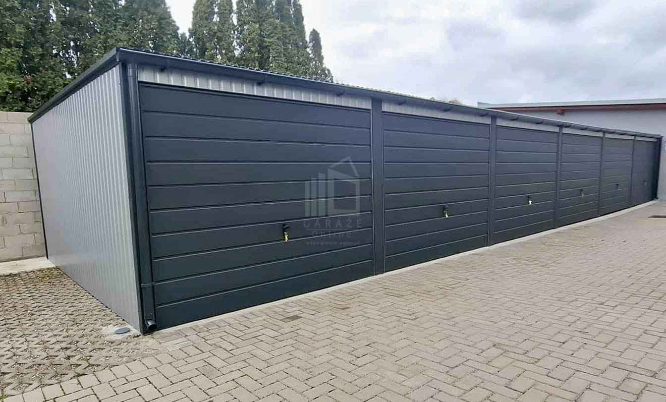 Garaż blaszany 18x5 m brama uchylna x6 dach spad w przód rynny ID1166 Leszno - zdjęcie 4