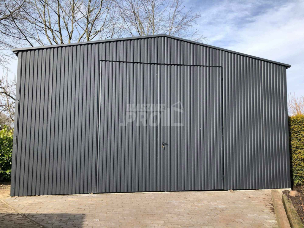 Hala Garaż blaszany 6x7 Brama dwuskrzydłowa antracyt dwuspad GP194 Włocławek - zdjęcie 2