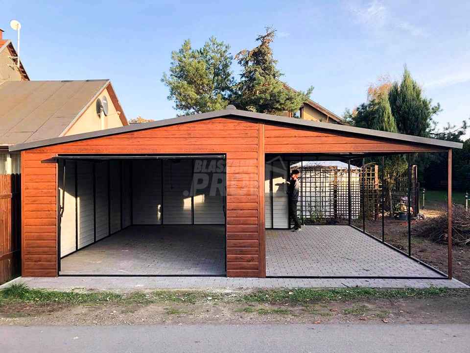 Garaż blaszany 4x6 + wiata 3m Brama uchylna - Blachodachówka GP88 Żnin - zdjęcie 9