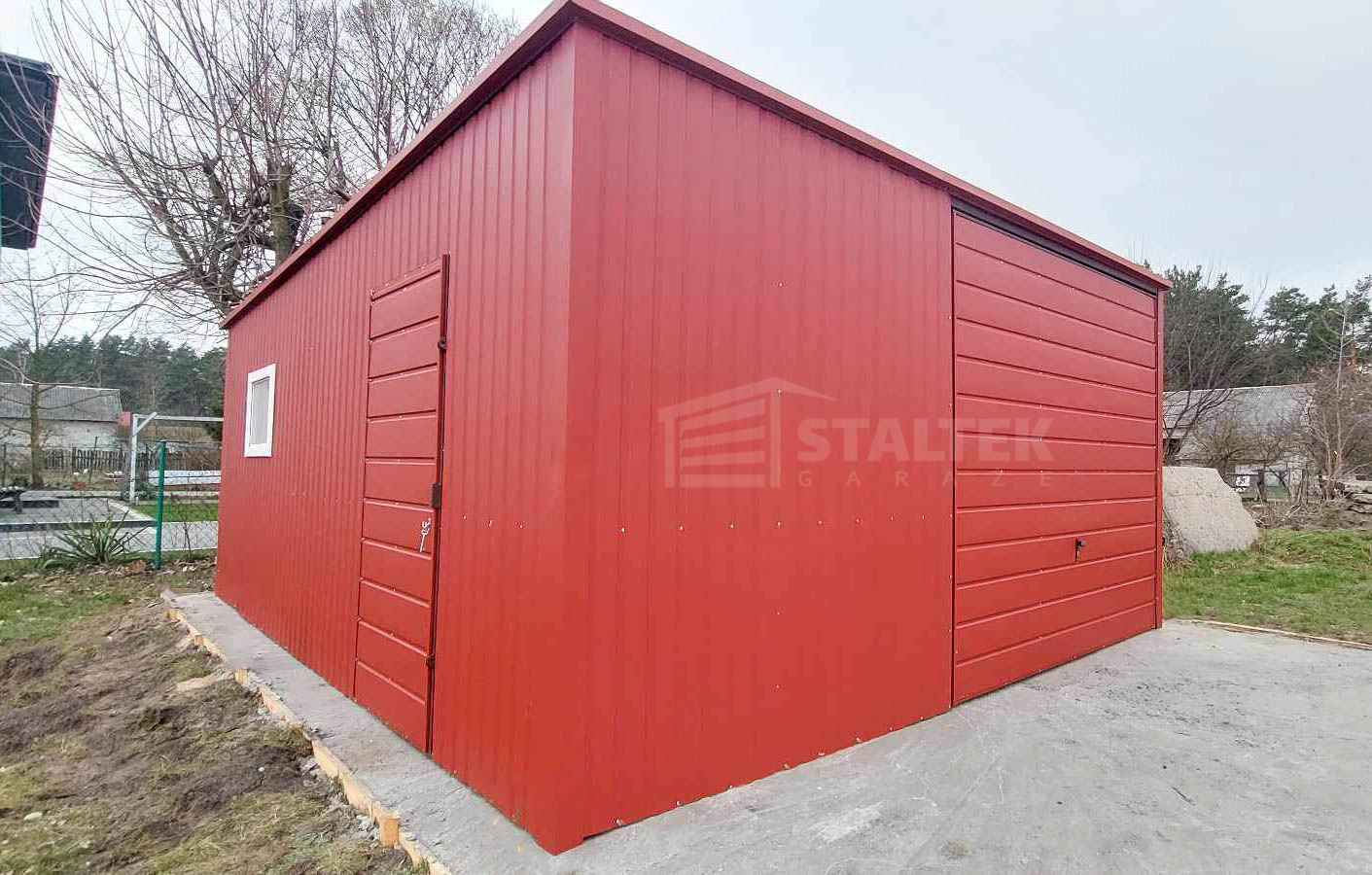 Garaż blaszany 6x6 - Brama uchylna - drzwi  dach ST114 Września - zdjęcie 6