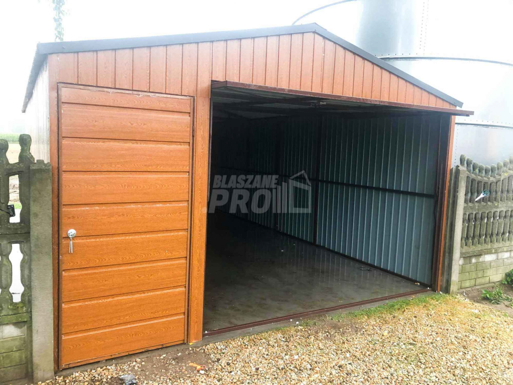 Garaż blaszany 4x6 Brama + drzwi drewnopodobny Dach dwuspadowy GP95 Toruń - zdjęcie 7