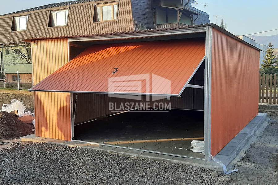 Blaszak - Garaż Blaszany 4x5  - Brama - jasny brąz- Spad w Tył BL99 Nowy Sącz - zdjęcie 2