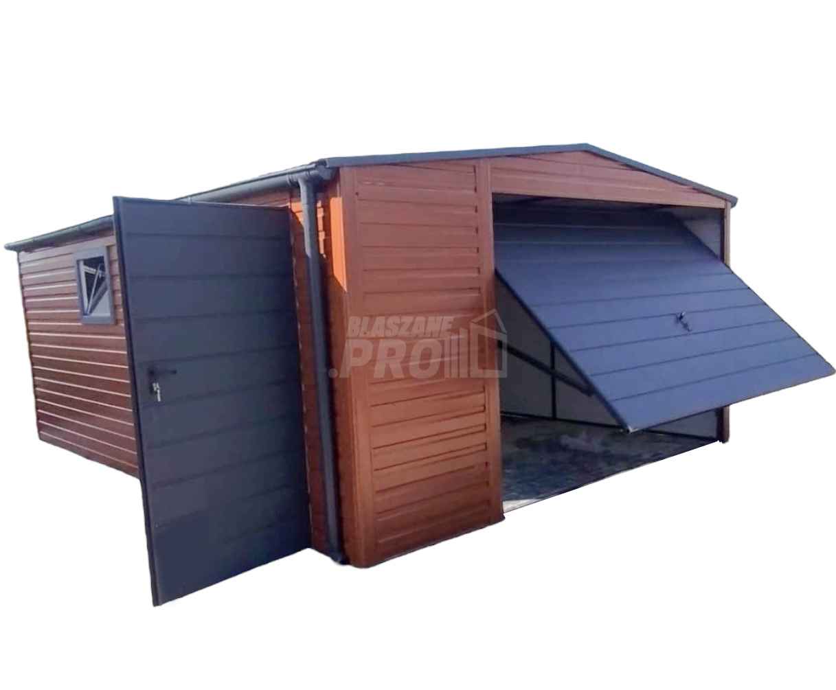 Garaż blaszany 4x6 drzwi - rynny - okno Brąz Dach dwuspadowy GP213 Zielona Góra - zdjęcie 1