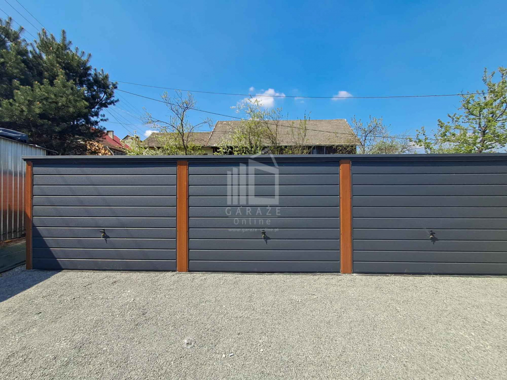 Garaż blaszany 9x5m  3x brama drewnopodobny dach spad w tył  ID990 Lidzbark Warmiński - zdjęcie 2