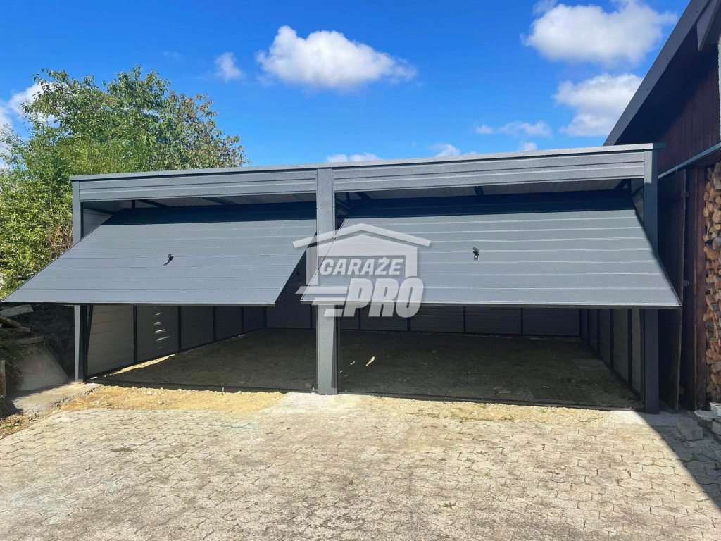 Garaż blaszany 6x6  Brama uchylna x2  antracyt spad w tył GP129 Słupsk - zdjęcie 2