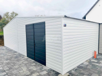 Garaż blaszany 8x4 drzwi  Biały + Antracyt  Dach dwuspadowy GP131 Wisła - zdjęcie 2