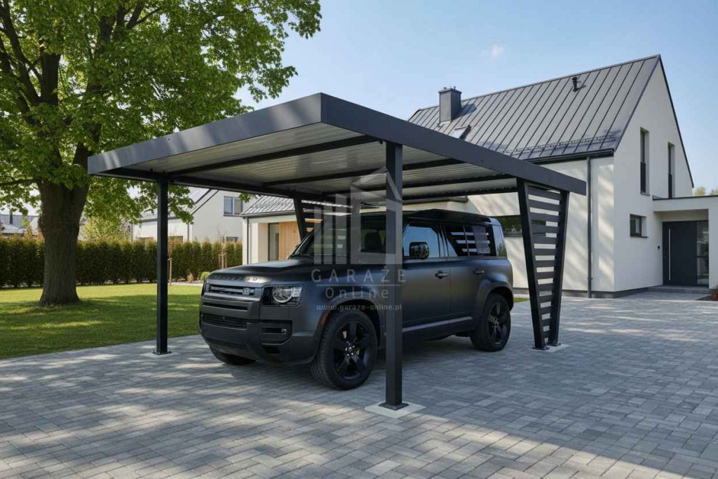 Carport V PREMIUM 5x4,7m Wypełnienie panelami Wiata samochodowa ID1194 Płock - zdjęcie 3