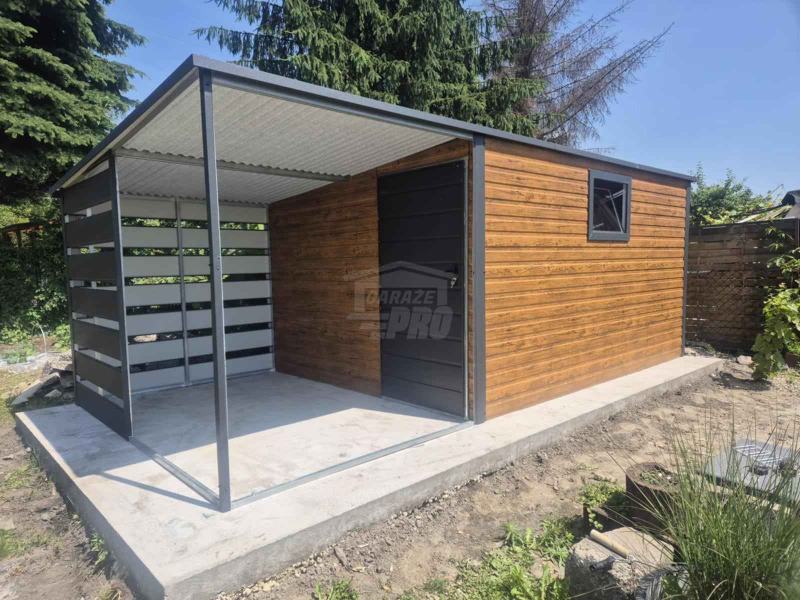 Schowek Domek Ogrodowy 4x2,5m + wiata 2m drzwi okno  dach rynny  GP695 Kalisz - zdjęcie 3