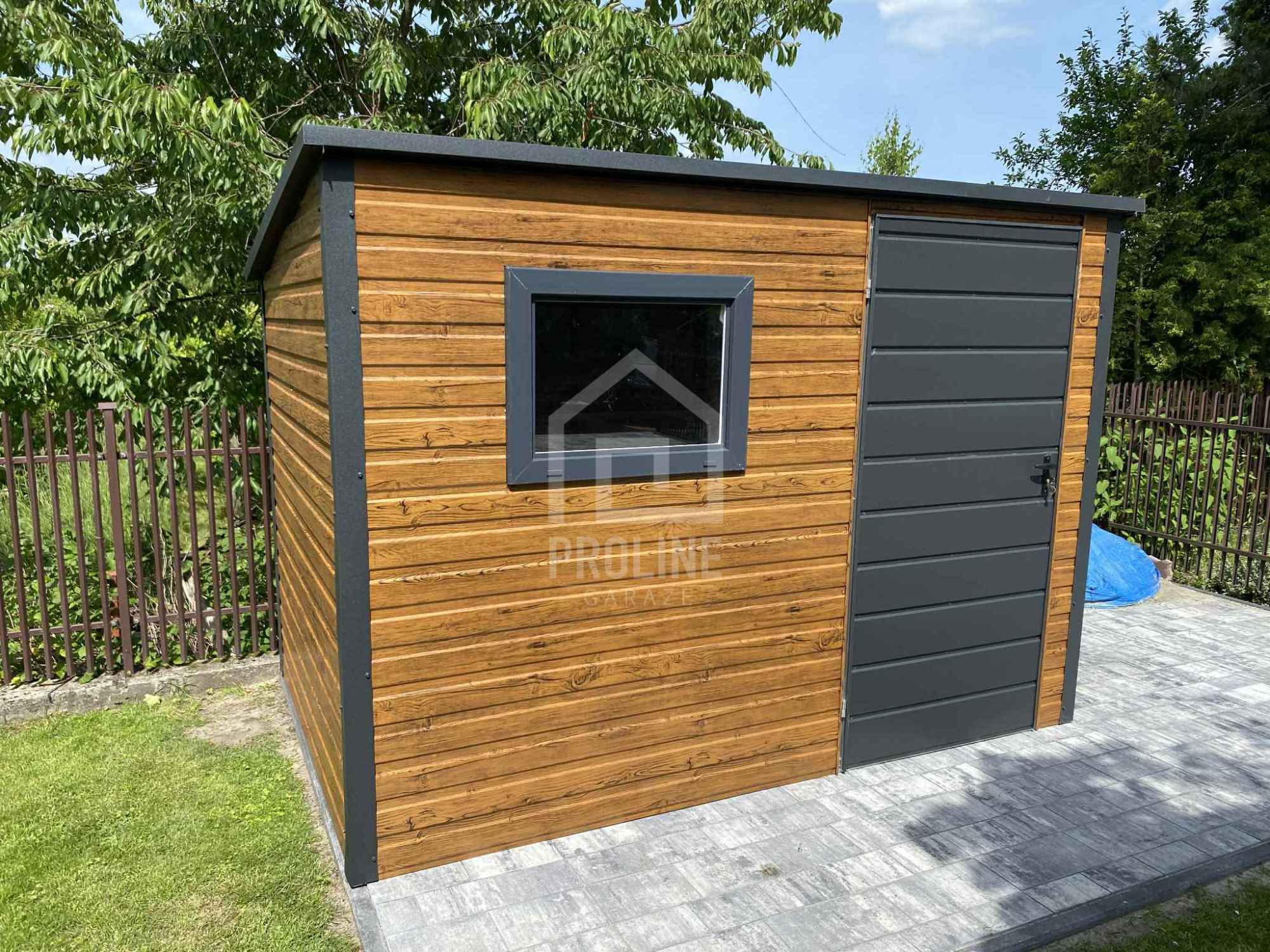 Schowek Domek Ogrodowy 3x2m drzwi okno drewnopodobny spad w tył PLG187 Szyk - zdjęcie 3