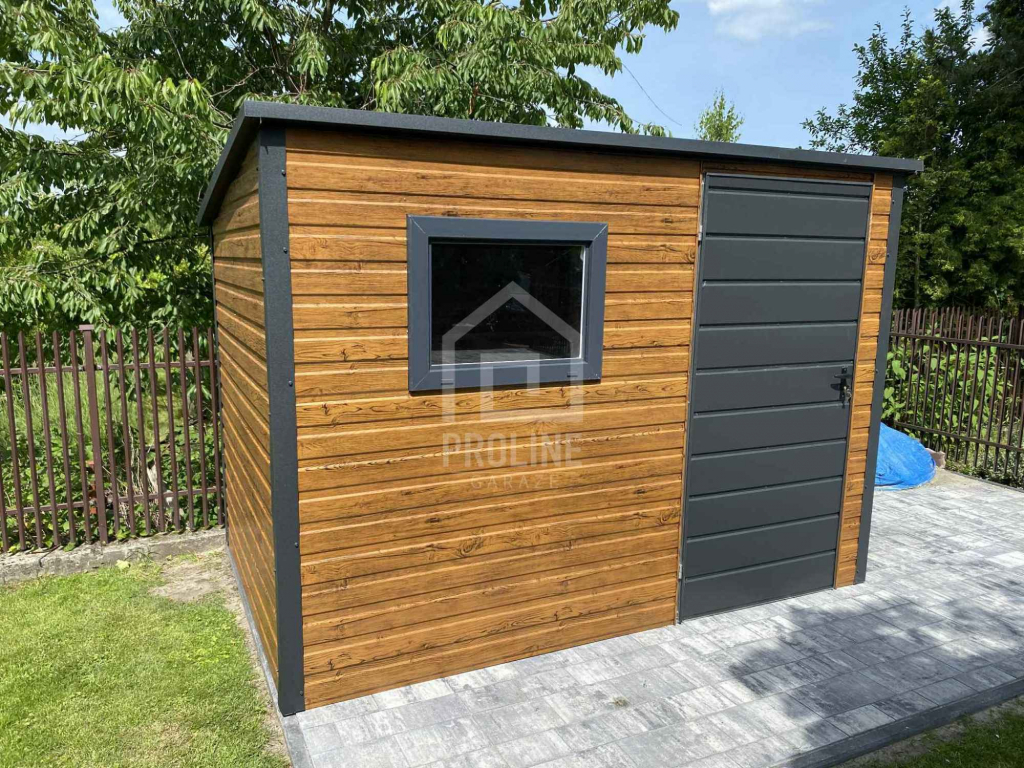 Schowek Domek Ogrodowy 3x2m drzwi okno drewnopodobny spad w tył PLG187 Szyk - zdjęcie 3