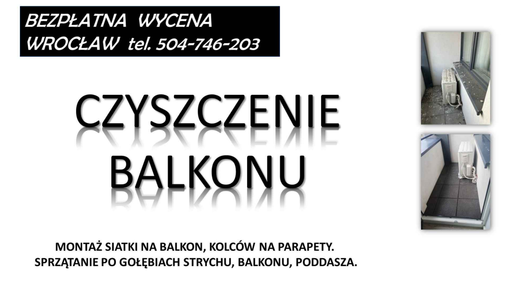 Sprzątanie balkonu. T 504-746-203. z gołębi, ptaków, odchodów. Wrocław Psie Pole - zdjęcie 2