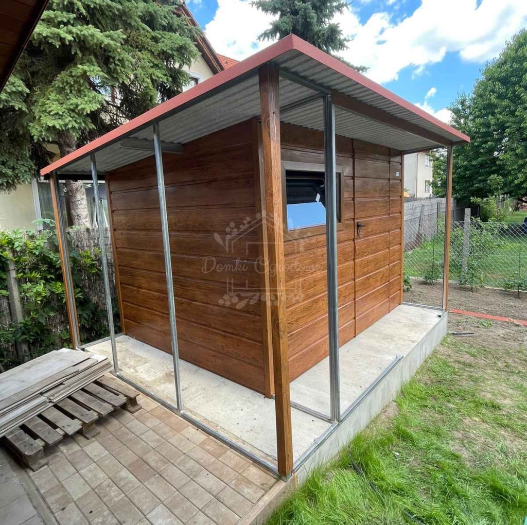 Domek ogrodowy 2,5×2,5m wiata jasny orzech – drewnopodobny ID1226 Białystok - zdjęcie 4