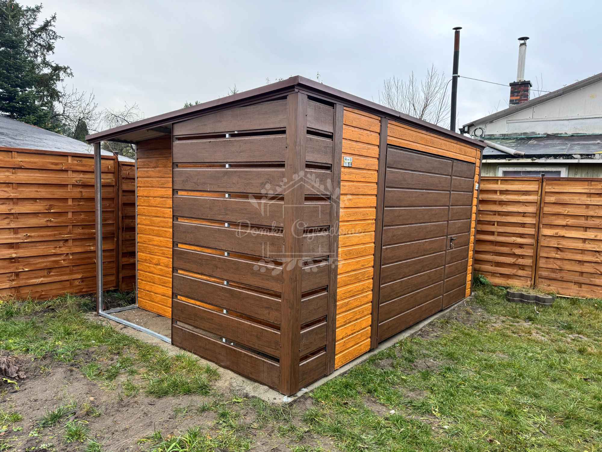 Schowek domek ogrodowy - Garaż 4x3m + wiata 0,5m - Brama uchylna ID873 Siedlce - zdjęcie 4