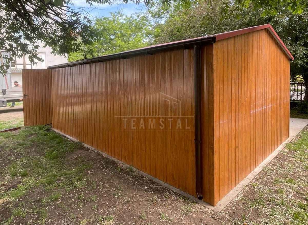 Garaż blaszany 5x6m brama dwuskrzydłowa dach rynny TS1313 Brzesko - zdjęcie 2