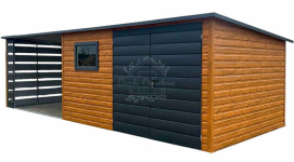 Schowek domek ogrodowy 3,8x2,5m wiata 3m drewnopodobny  czarny ID1050