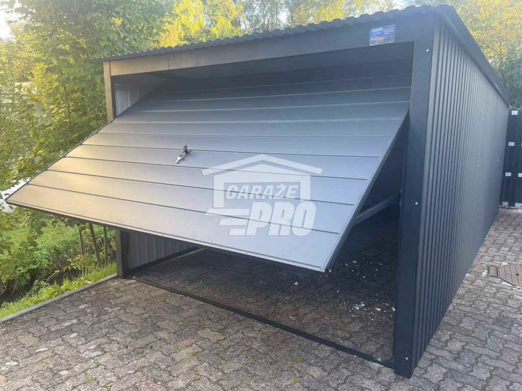 Garaż blaszany 3x7 brama uchylna antracyt Dach spad w tył GP241 Piła - zdjęcie 6