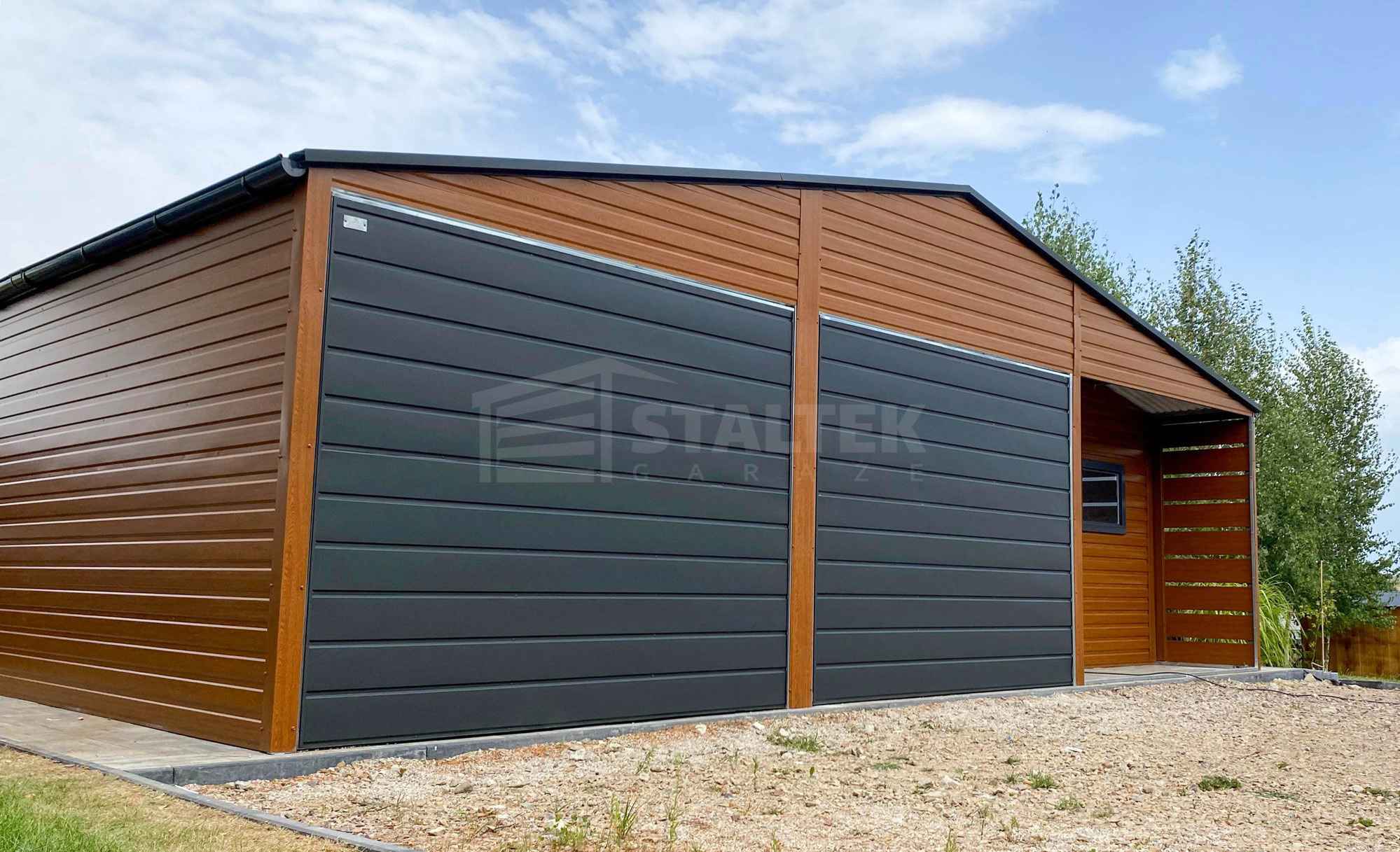 Garaż blaszany 5x9m - wnęka - 2x brama drzwi okno rynny dach ST100 Włocławek - zdjęcie 5