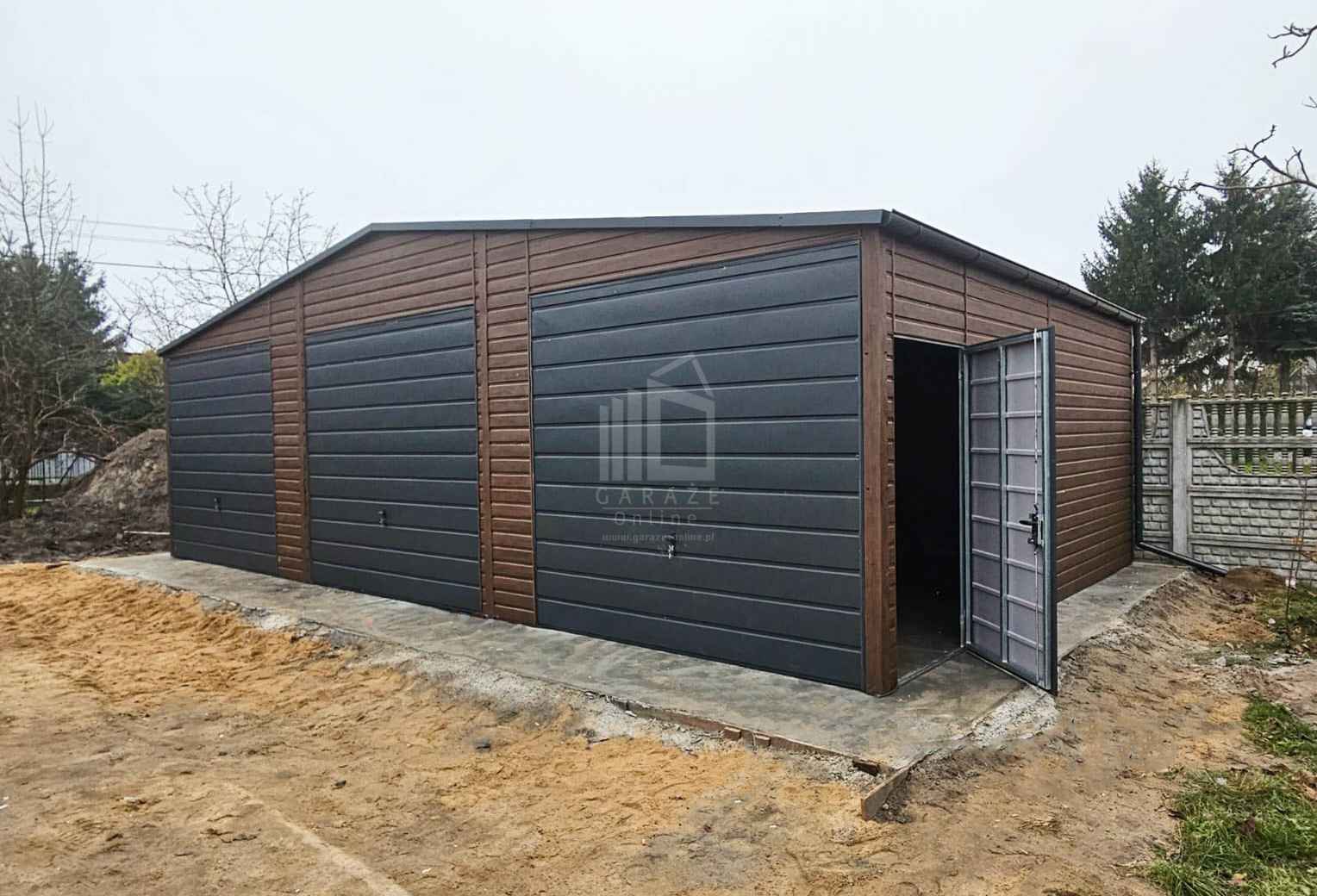 Garaż blaszany 10,5x6m 3x Brama uchylna drzwi rynny dwuspad ID791 Łęczyca - zdjęcie 6