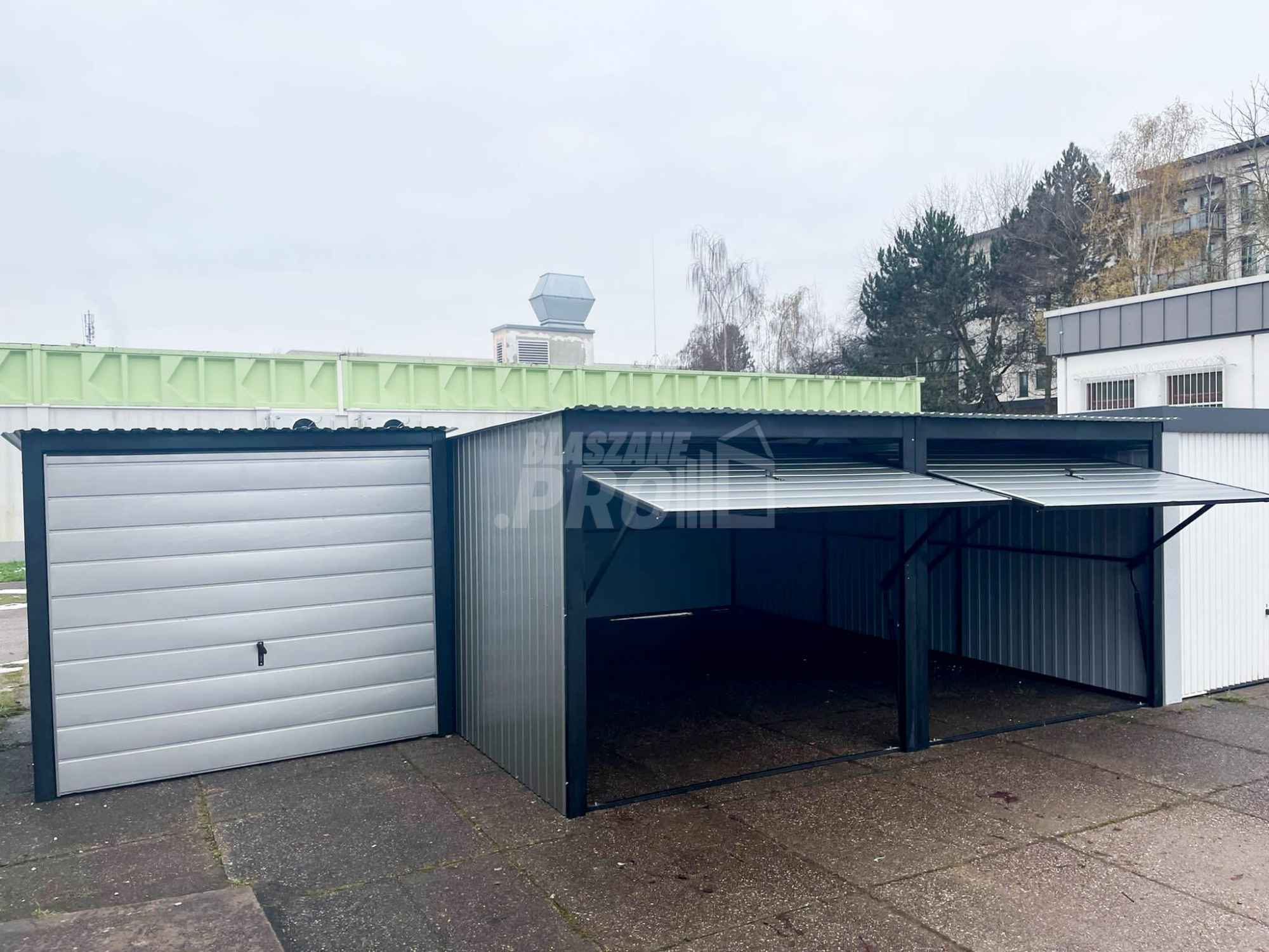 Garaż Blaszany 6x6 - 2x Brama uchylna - dach Spad w tył GP257 Nysa - zdjęcie 4