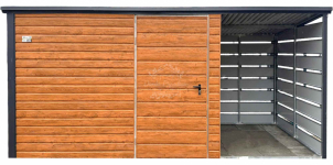 Schowek domek ogrodowy 3x2m + wiata 1,5m drewnopodobny ID879