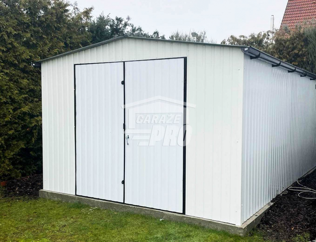 Garaż blaszany 4x6 Brama dwuskrzydłowa Biały  Dach dwuspadowy GP81 Gdańsk - zdjęcie 5