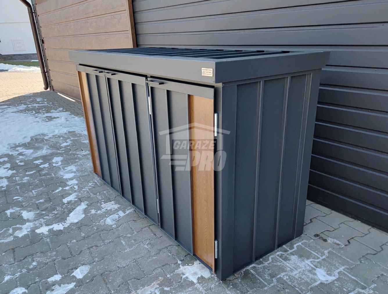 Zabudowa koszy na śmieci wiata obudowa 177x65x110 cm 3x120L  GP711 Stargard - zdjęcie 7