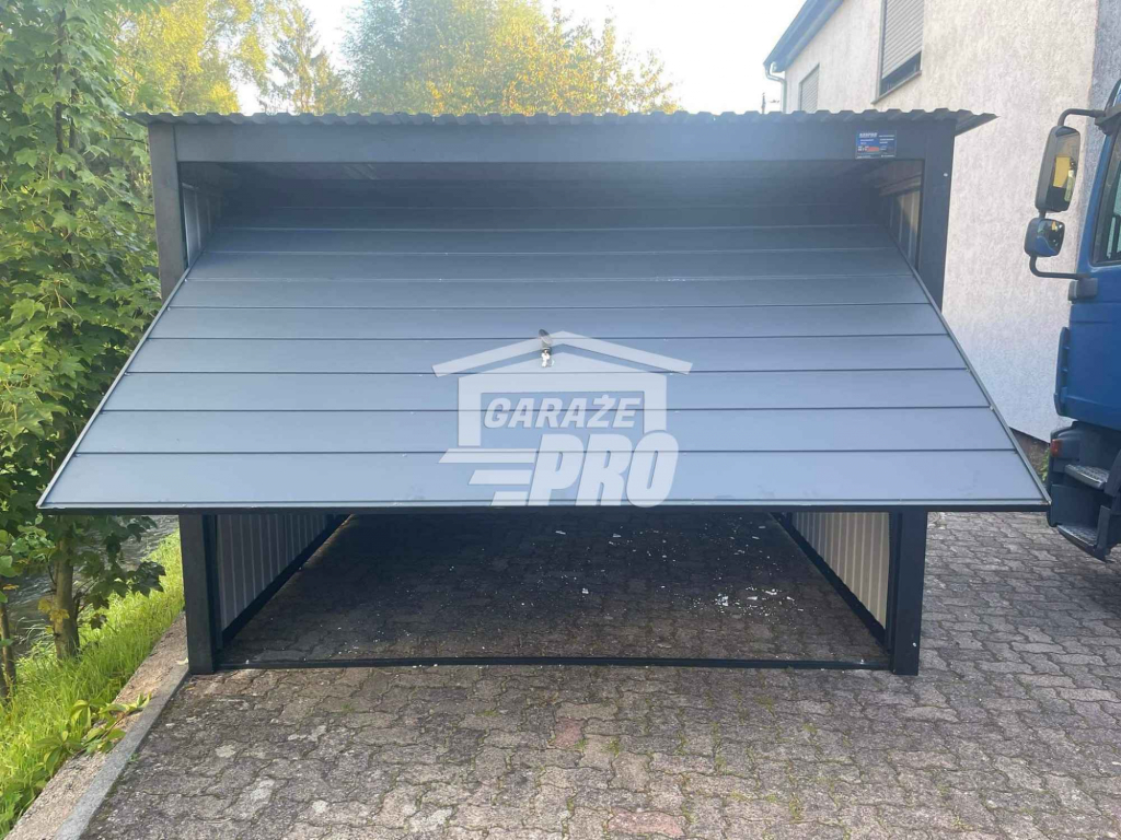 Garaż blaszany 3x7 brama uchylna antracyt Dach spad w tył GP241 Piła - zdjęcie 3