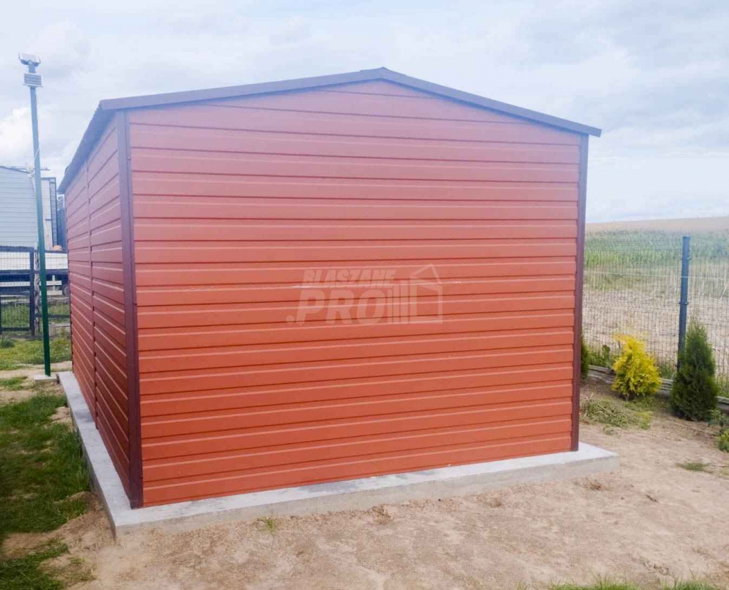 Garaż blaszany 3x5 Brama + drzwi -  Brąz  dwuspadowy GP210 Piła - zdjęcie 3