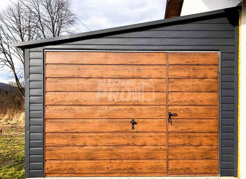 Garaż blaszany 3,5x6 Brama uchylna z drzwiami antracyt spad w bokGP90 Nowy Tomyśl - zdjęcie 2