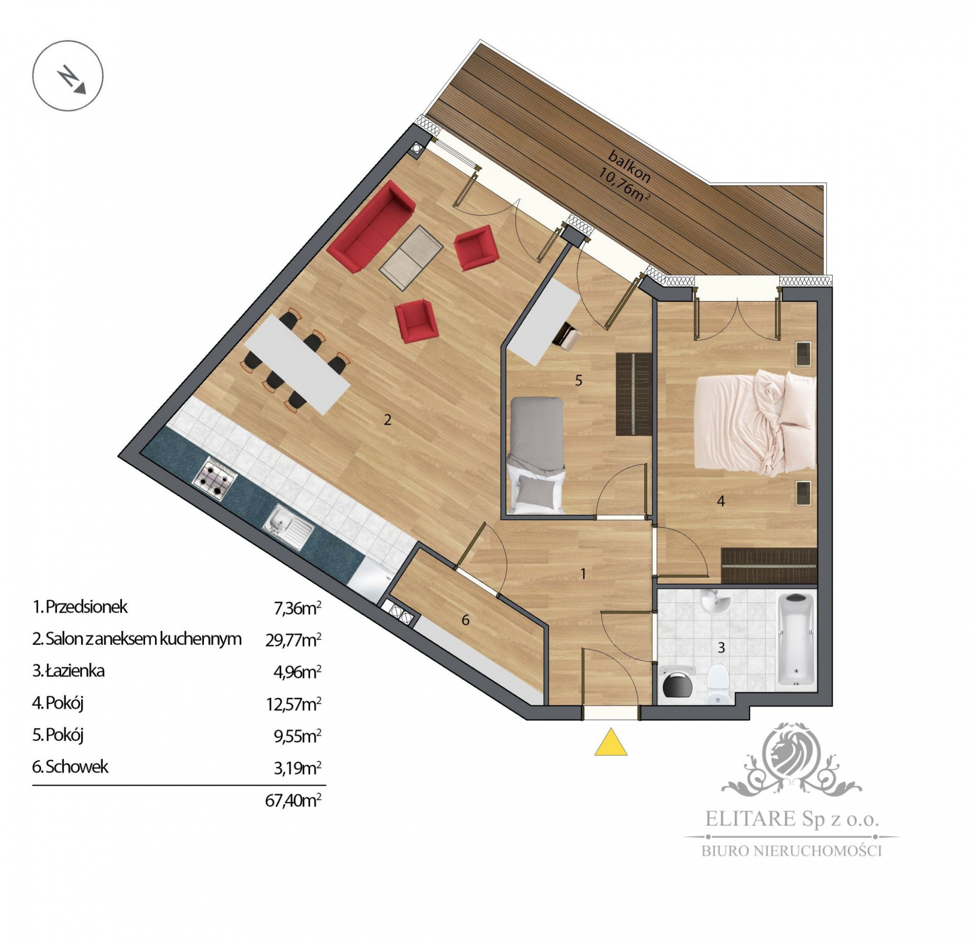 Apartamnet 3 pokojowy o pow 67,40m2 w Nowej inwestycji na Krzyki Huby Wrocław - zdjęcie 2