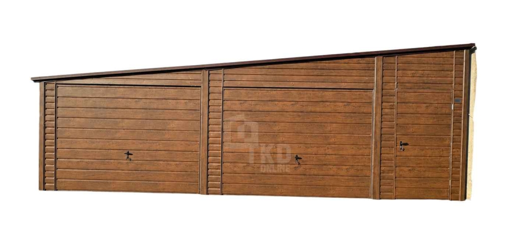 Garaż blaszany 8,5x6 m 2x brama drzwi dach spad na bok rynny TKD464 Stargard - zdjęcie 1