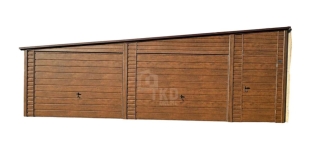 Garaż blaszany 8,5x6 m 2x brama drzwi dach spad na bok rynny TKD464