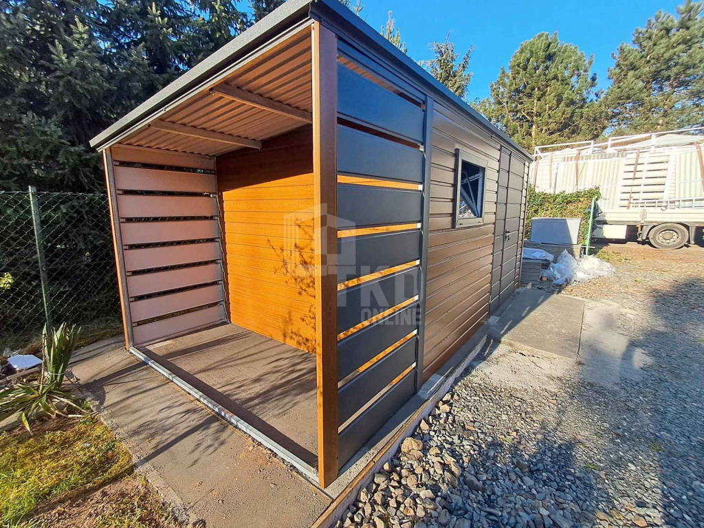 Schowek - domek ogrodowy 4x2,5m + wiata 1m  brama okno dach  TKD390 Dobre Miasto - zdjęcie 5