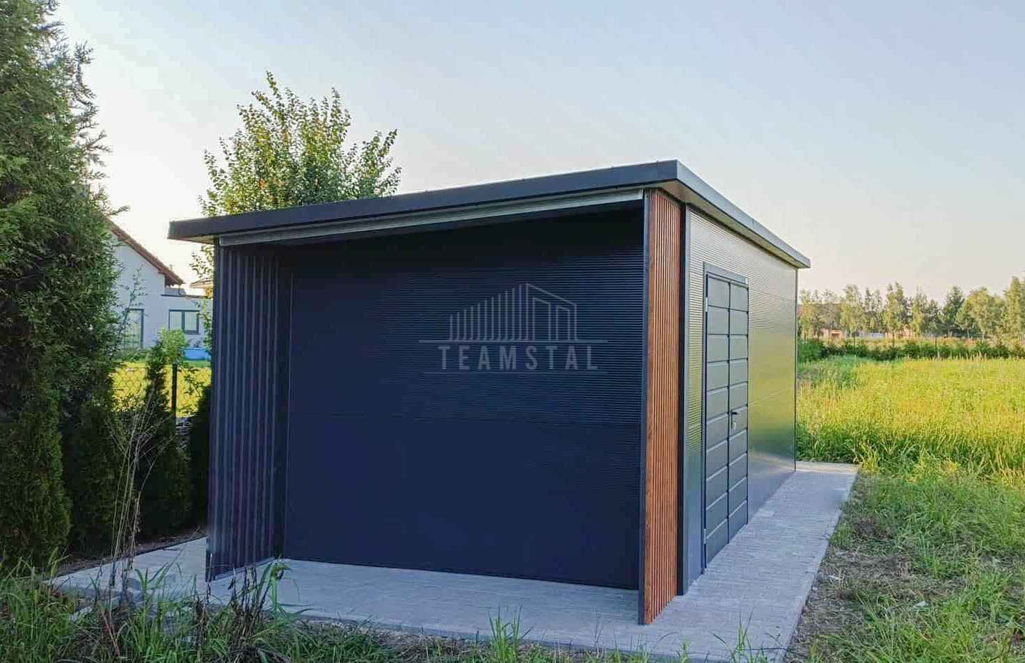 Garaż ocieplany z płyty 5,5x3m wiata 1m + dekor z lameli brama  TS1240 Siedlce - zdjęcie 4