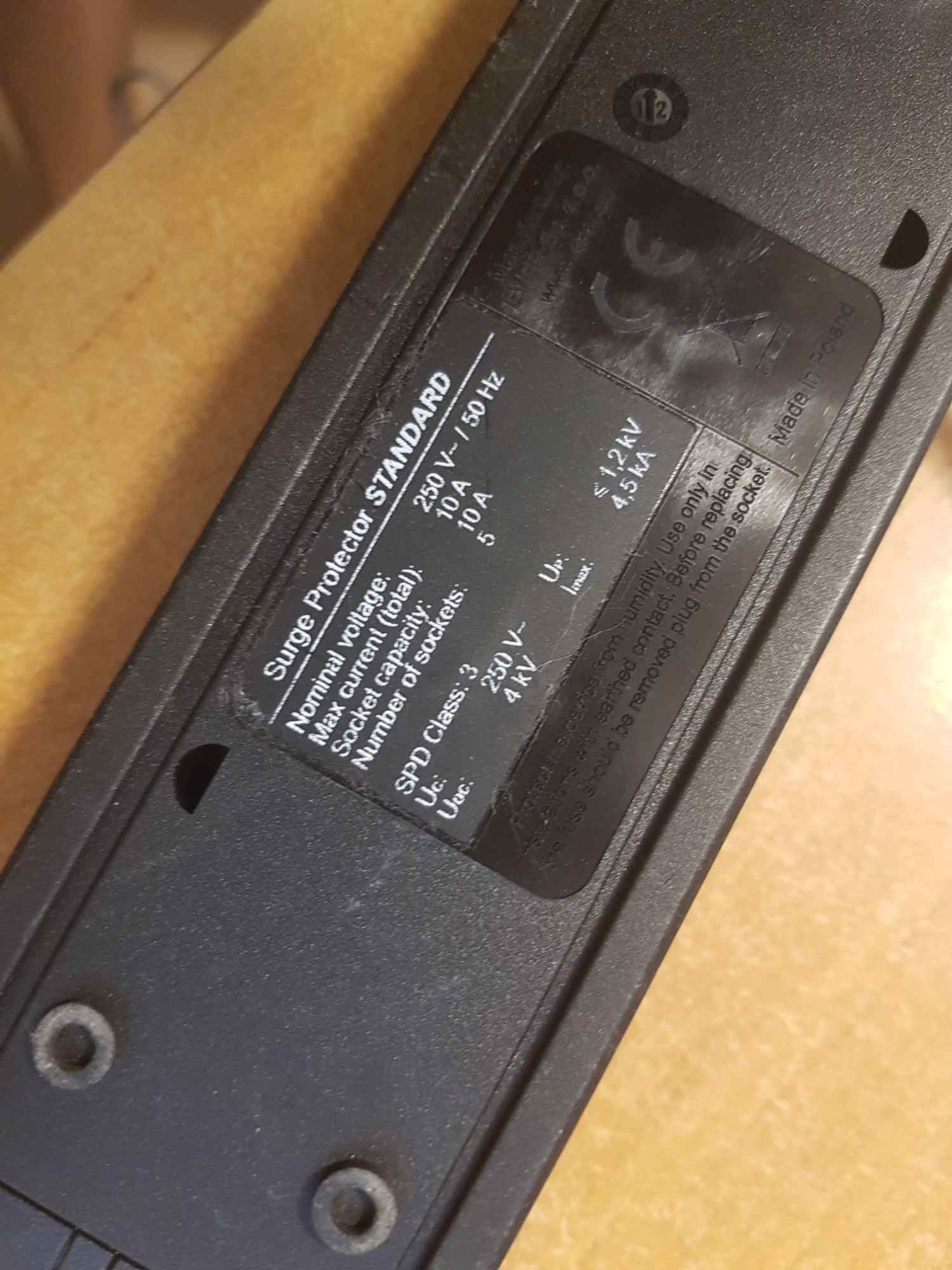 Przedłużacz listwa zasilająca, 5 gniazd, włącznik, czarny - 2 szt. Nowe Miasto - zdjęcie 4