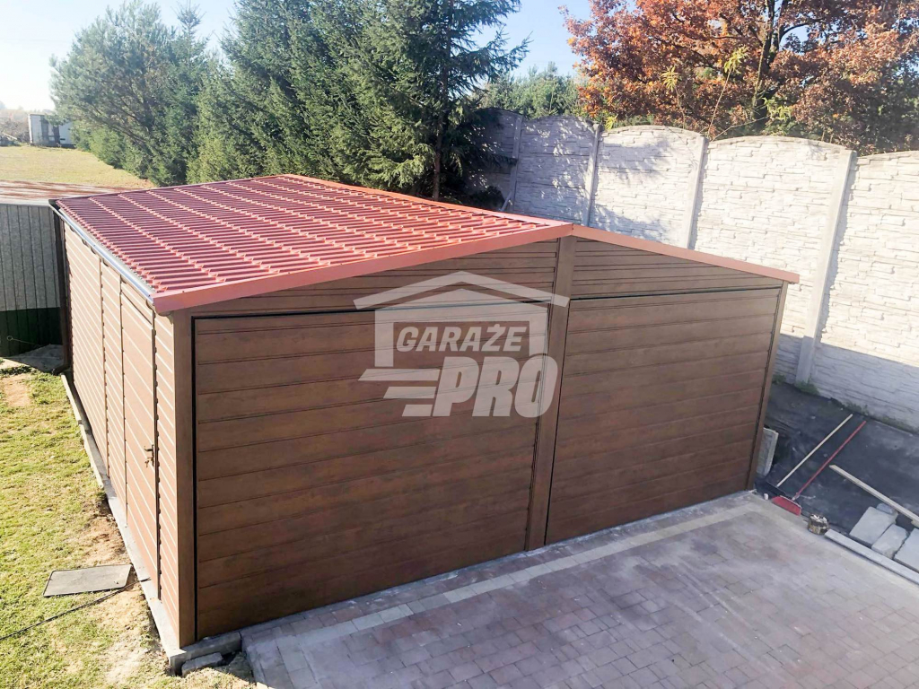 Garaż blaszany 6x6 2x Brama  drewnopodobny  Dach dwuspadowy GP111 Stare Miasto - zdjęcie 7