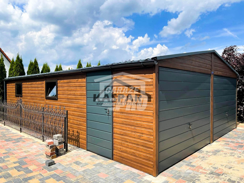 Garaż blaszany 6x9 drewnopodobny  Dach dwuspadowy Blachodachówka GP126 Nowy Sącz - zdjęcie 9