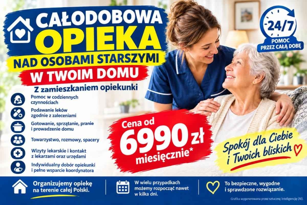 Całodobowa opieka i pomoc dla osoby starszej - od 6990 zł miesięcznie Grunwald - zdjęcie 1