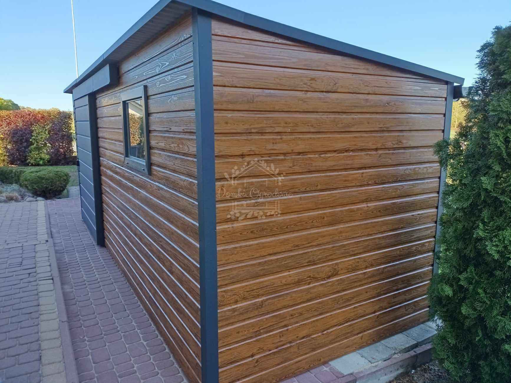domek ogrodowy 5x2,5m - Drzwi przesuwne  drewnopodobny  antracyt ID763 Nowogard - zdjęcie 2