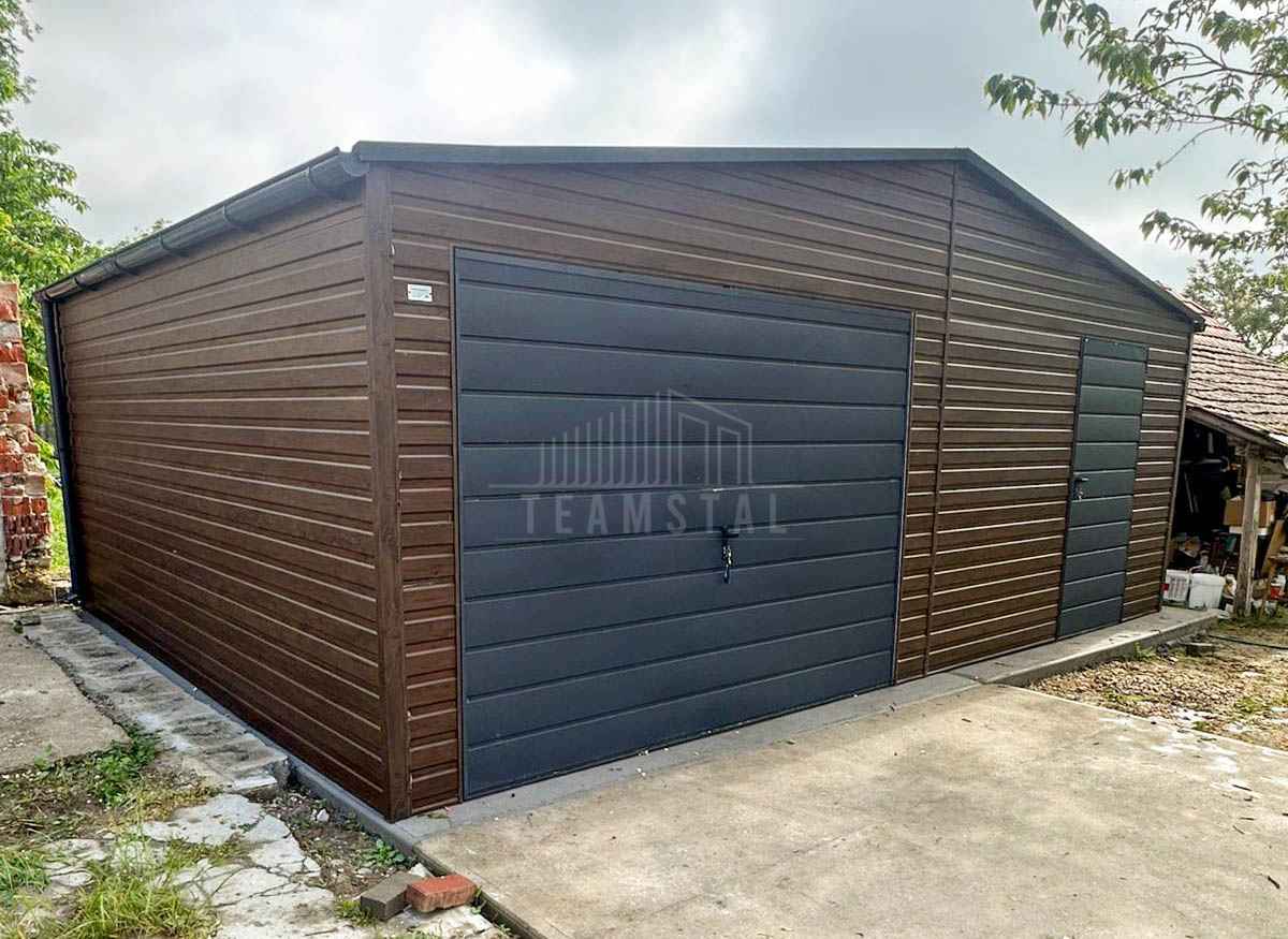 Garaż blaszany 8x5 m - brama uchylna drzwi okno  rynny dach TS1323 Gdynia - zdjęcie 4
