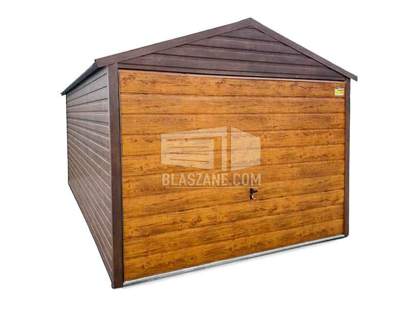 Garaż Blaszany 3x5 - Brama uchylna drewnopodobny dach dwuspadowy BL132 Bełchatów - zdjęcie 1