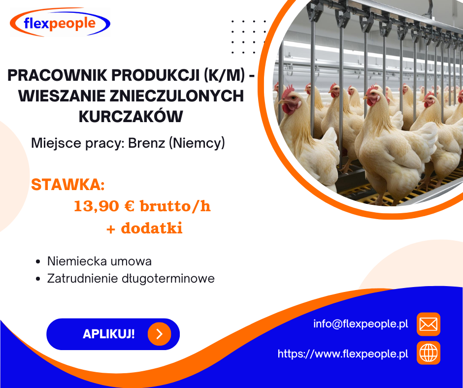 Pracownik produkcji (k/m) -Wieszanie kurczaków Rzeszów - zdjęcie 1