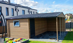 Domek Narzędziowy z wiatą 6x6 dwuspadowy drewnopodobny, drzwi, okno Wieliczka - zdjęcie 4