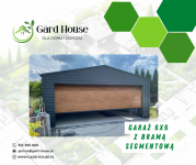 Garaż blaszany 6x6 m z bramą segmentową 5x2 m i dachem dwuspadowym